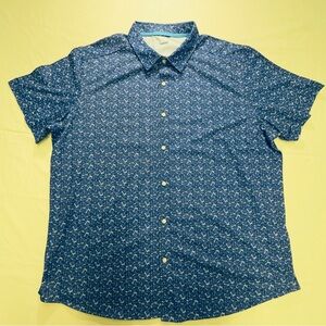 Men's Short-Sleeve Button-Down Shirt in Navy Floral